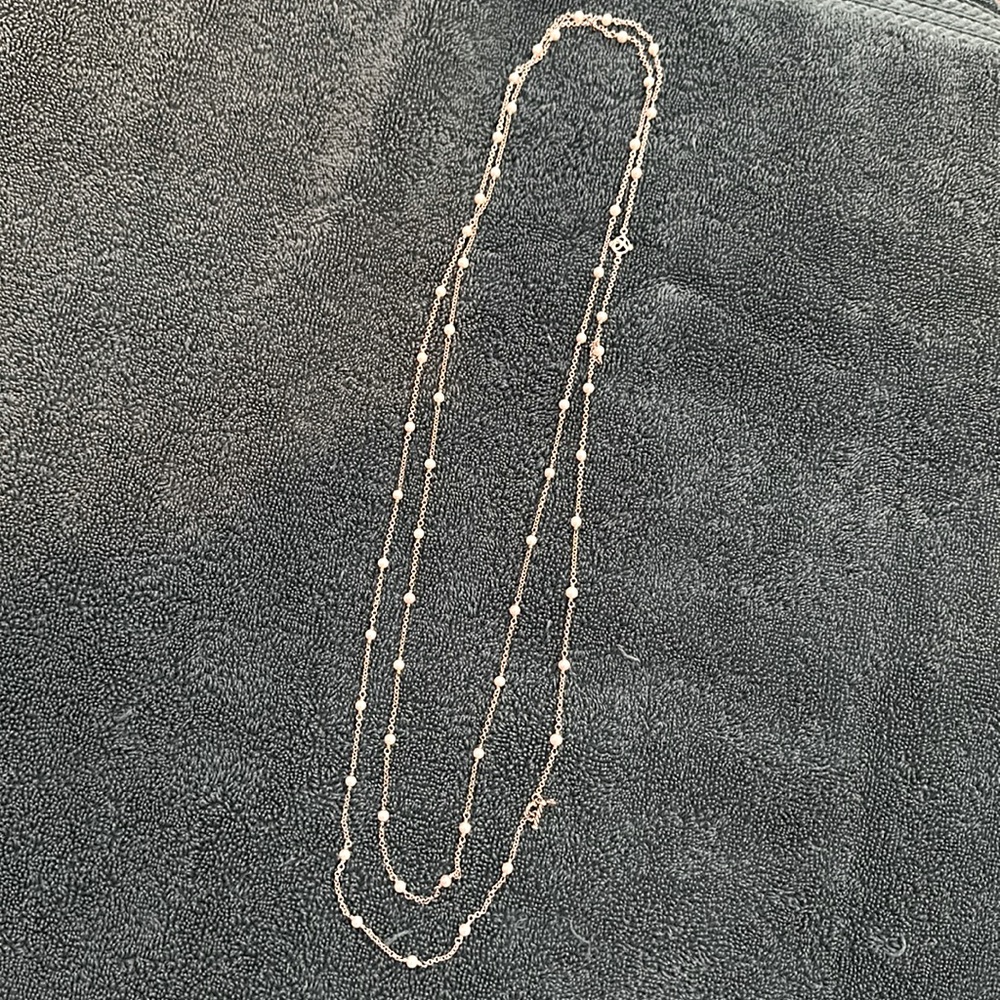 David Yurman 60” pearl & silver necklace